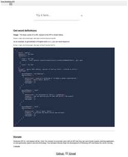 Снимак екрана dictionaryapi.dev