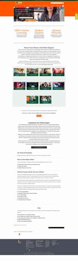 Snímek obrazovky uonline.miami.edu