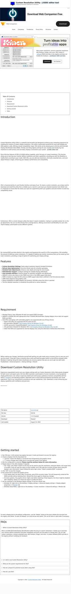 スクリーンショット customresolutionutility.net