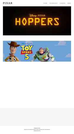 Posnetek zaslona www.pixar.com