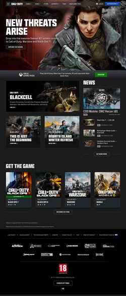 Captură de ecran www.callofduty.com