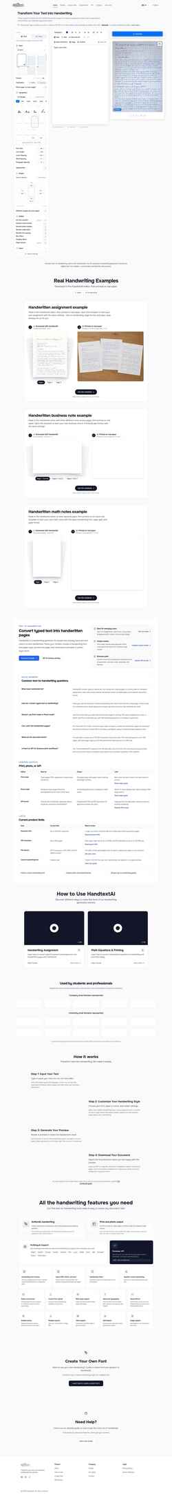 Snímka obrazovky handtextai.com