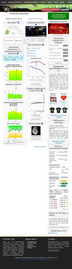 Captura de pantalla www.spaceweatherlive.com