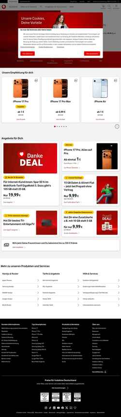 Screenshot www.vodafone.de