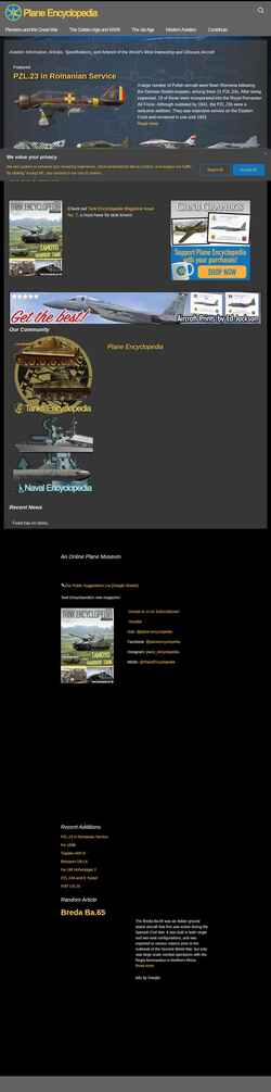 Snimka zaslona plane-encyclopedia.com