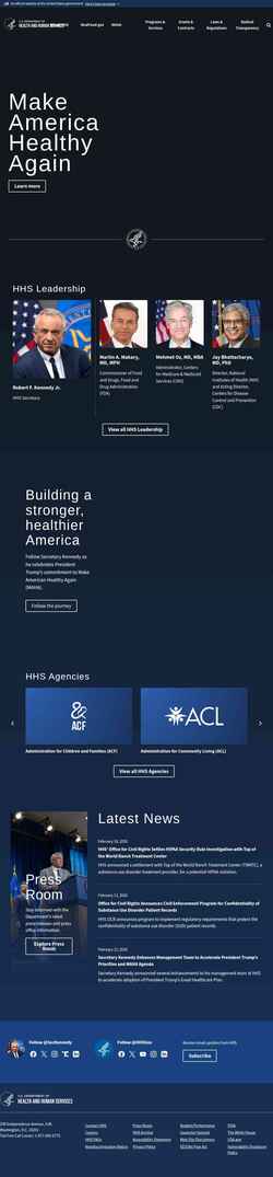 Zrzut ekranu www.hhs.gov