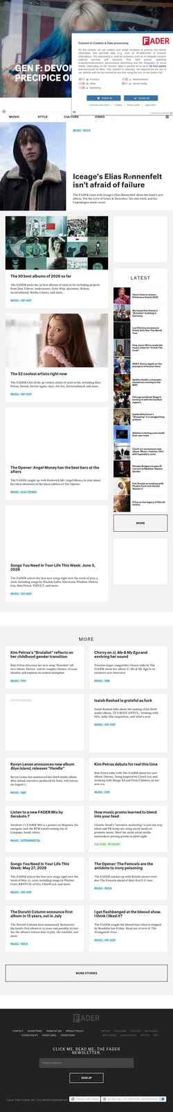 Screenshot www.thefader.com