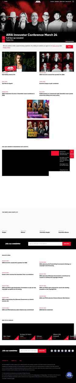 Снимак екрана www.aria.com.au