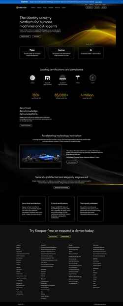 Captură de ecran www.keepersecurity.com
