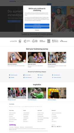 Schermata www.justgiving.com