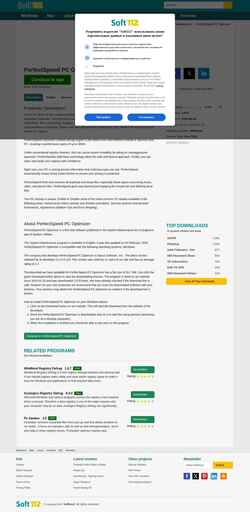 Snímek obrazovky perfectspeed-pc-optimizer.soft112.com