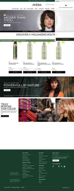 Skärmdump www.aveda.com