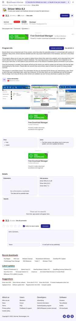 Снимак екрана driver-whiz.informer.com