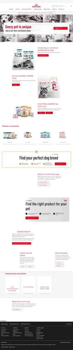 Снимак екрана www.royalcanin.com