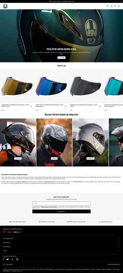Снимак екрана www.agv.com