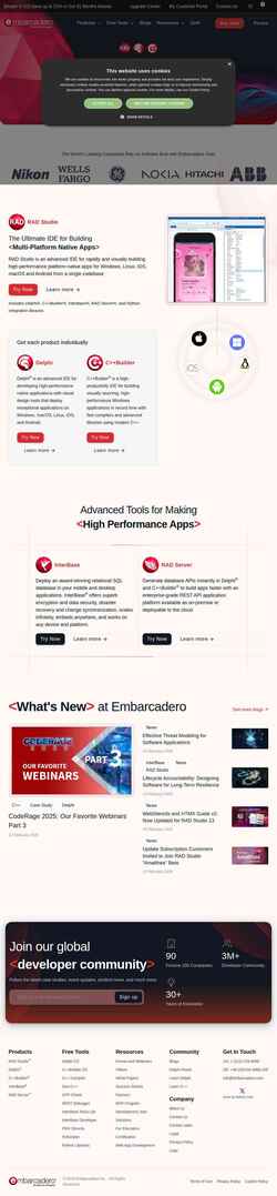 Screenshot www.embarcadero.com