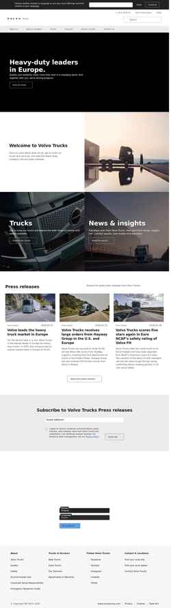 Posnetek zaslona www.volvotrucks.com