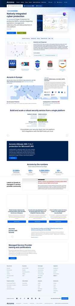 Екранна снимка www.acronis.com