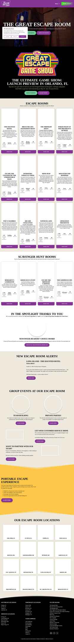 スクリーンショット thegreatescaperoom.com