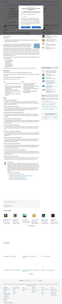 Снимак екрана handy-safe.updatestar.com