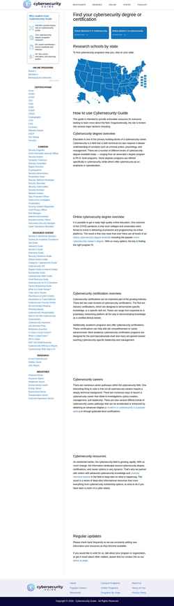 Captură de ecran cybersecurityguide.org