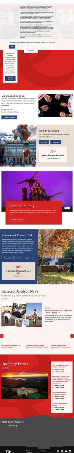 Screenshot www.davidson.edu