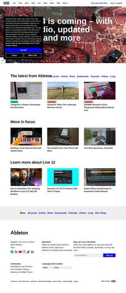 Zrzut ekranu www.ableton.com