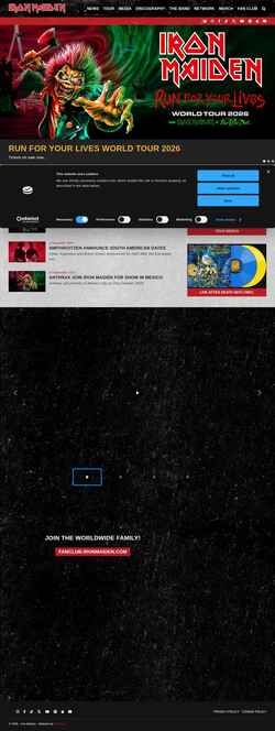 Снимак екрана www.ironmaiden.com