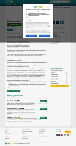 Snímka obrazovky platinum-hide-ip.soft112.com