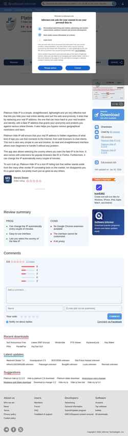 Snímka obrazovky platinum-hide-ip.informer.com