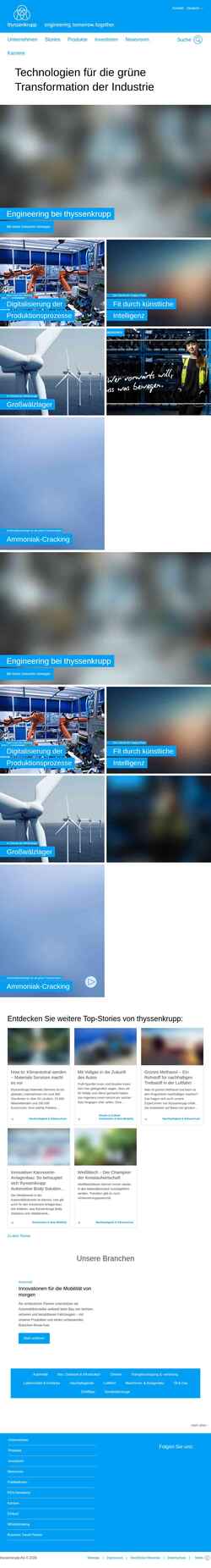 Snímek obrazovky www.thyssenkrupp.com