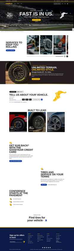 Snímek obrazovky www.goodyear.com
