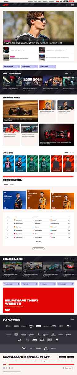 Снимак екрана www.formula1.com