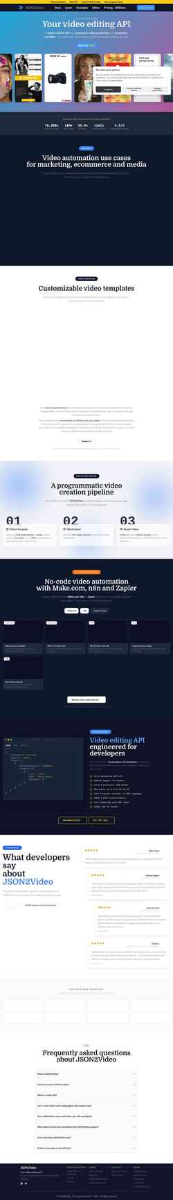 Zrzut ekranu json2video.com