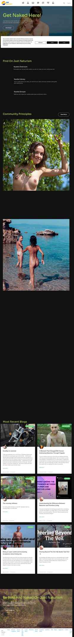 Posnetek zaslona justnaturism.com