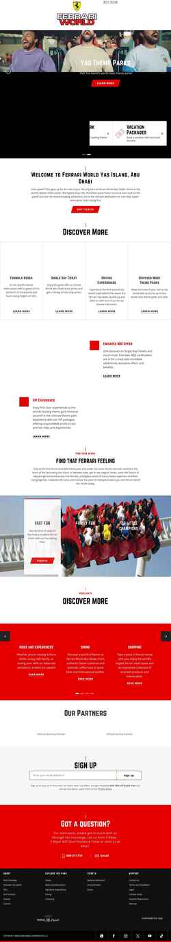 Captura de pantalla www.ferrariworldabudhabi.com