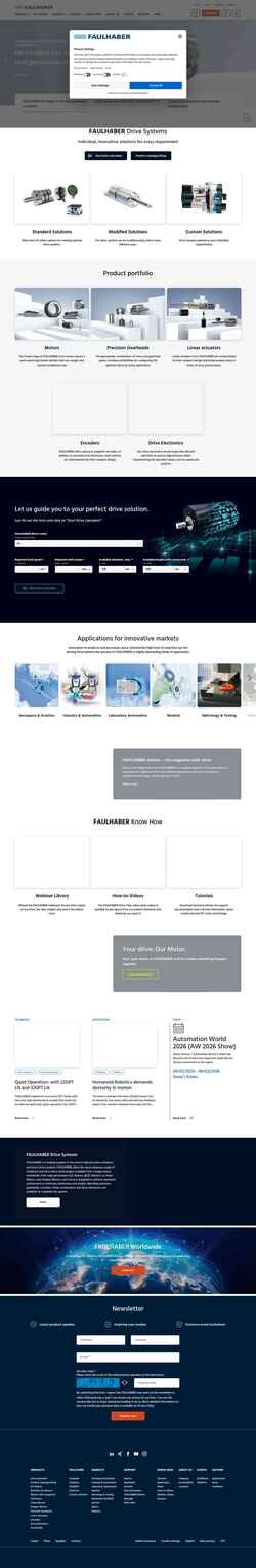 Captura de pantalla www.faulhaber.com