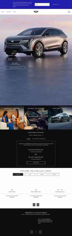 Zrzut ekranu www.cadillac.com