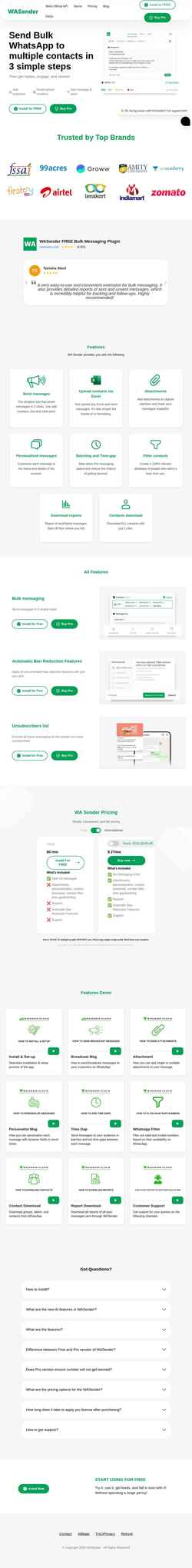 Снимак екрана wasender.com
