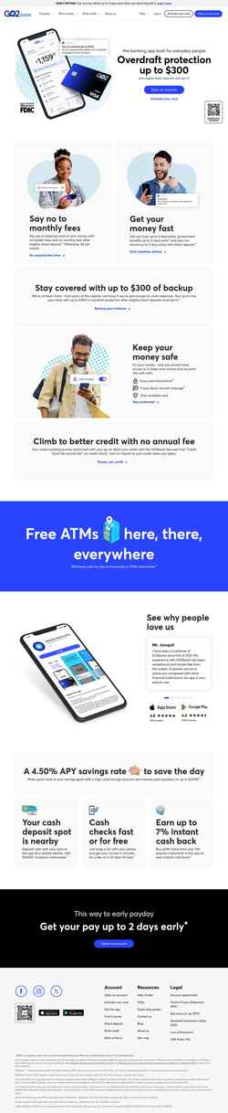 Снимак екрана www.go2bank.com