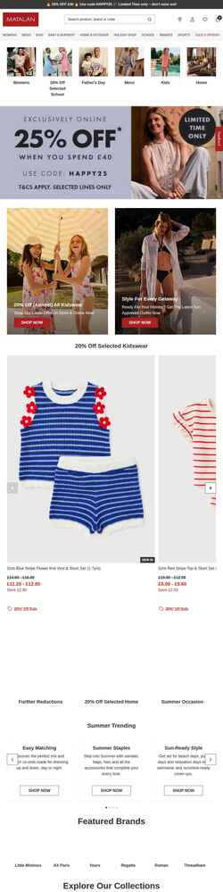 Screenshot www.matalan.co.uk