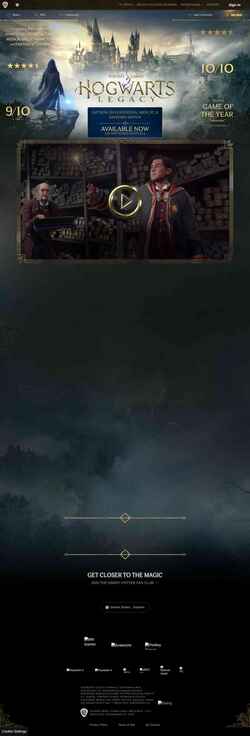 Ekran görüntüsü www.hogwartslegacy.com