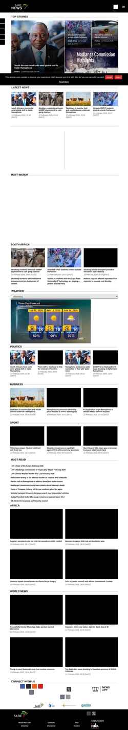 Snimka zaslona www.sabcnews.com