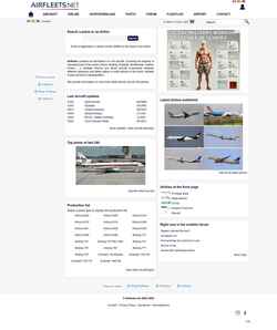 Скриншот www.airfleets.net
