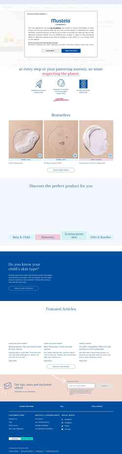 Captura de pantalla www.mustela.com.au