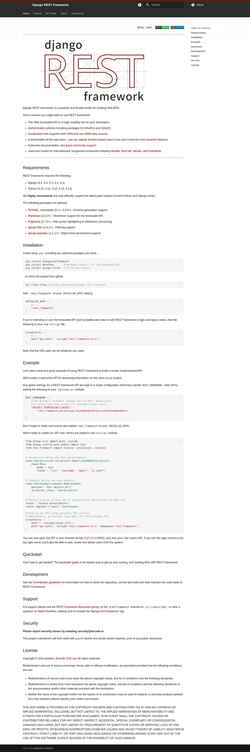 Снимак екрана www.django-rest-framework.org