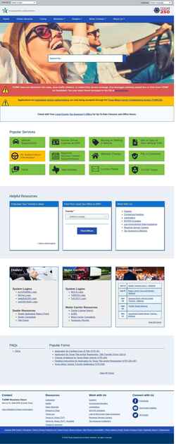Snimka zaslona www.txdmv.gov