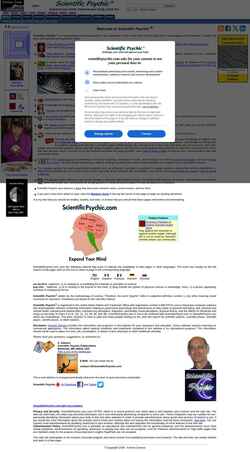 Snímek obrazovky scientificpsychic.com