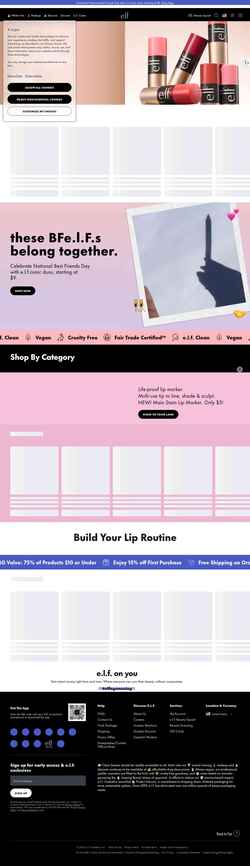 Captura de pantalla www.elfcosmetics.com