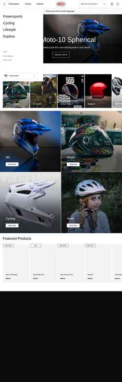 Снимак екрана www.bellhelmets.com